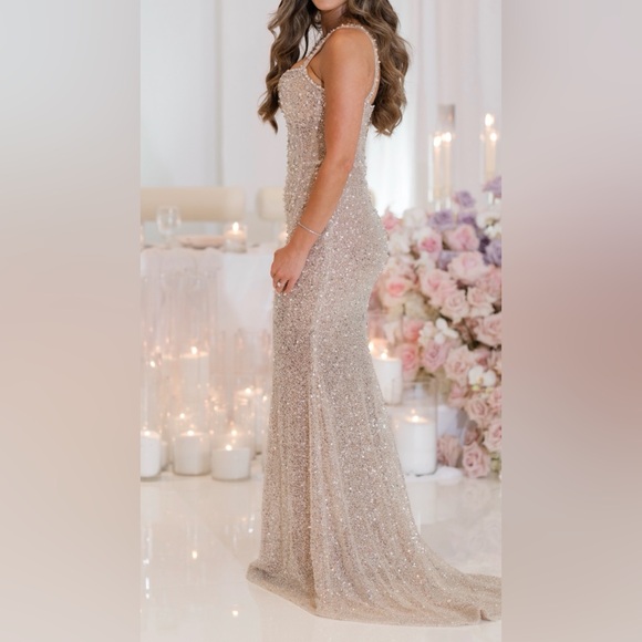 Elegant Silver Evening Gown - Picture 2 of 2